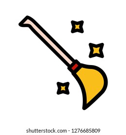 Witch broom vector, Magic related filled design editable stroke icon