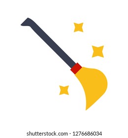 Witch broom vector, Magic related flat design icon