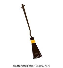 Vector de escoba de bruja. escoba de brujas con fondo blanco. Broma de brujas en el día de Halloween.
