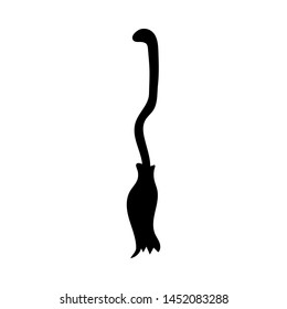 Witch brooms isolated on white background. Halloween decorative element. Vector illustration for any design.
