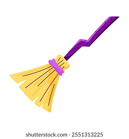 witch broomstick cartoon icon isolated