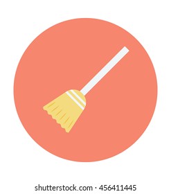 Witch Broomstick Colored Vector Icon