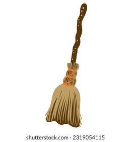 Witch broomstick Halloween holiday flat illustration