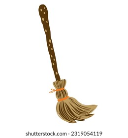 Witch broomstick Halloween holiday flat illustration
