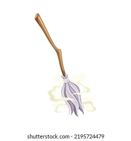 Witch Broomstick as Magical Object and Witchcraft Item Vector Illustration