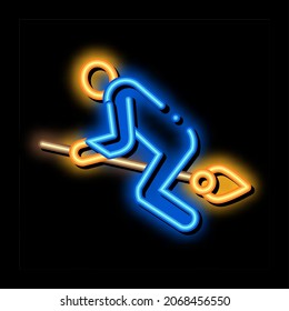 Witch Broomstick neon light sign vector. Glowing bright icon Witch Broomstick sign. transparent symbol illustration