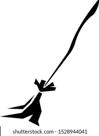 Witch broomstick, vector illustration isolated on white background. Halloween decorative element.