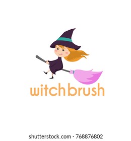 Witch Brush Logo Vector