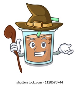 Witch bubble tea mascot cartoon