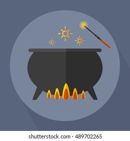 Witch Bucket Flat Vector Illustration