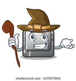 Witch button F installed on cartoon computer