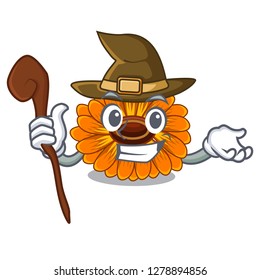 Witch calendula flower in the mascot stem