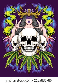 Witch Cannabis Skull Goddess Ritual