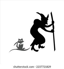 witch carrying wand logo design,vector