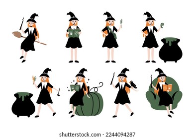 witch cartoon character collection bundle set