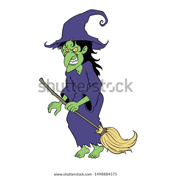 Witch Cartoon Character Vector Format เวกเตอร์สต็อก (ปลอดค่าลิขสิทธิ์ ...