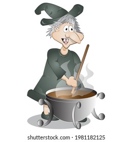 Witch Cartoon Character Vector Illustration