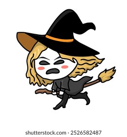 witch cartoon characters suitable for halloween decoration, stickers, October theme content, backgrounds