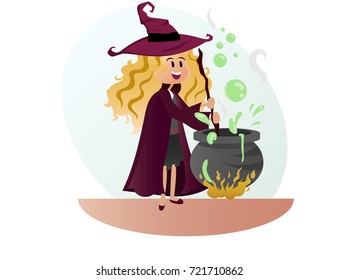 Witch cartoon halloween vector