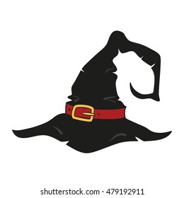 Witch cartoon hat on white background.