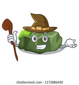 Witch cartoon large stone covered with green moss