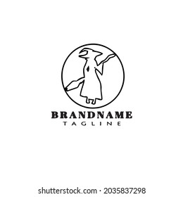 diseño del icono del logo de la caricatura bruja plantilla negra ilustración del vector aislado moderno
