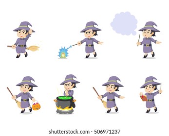 witch cartoon set illustration design