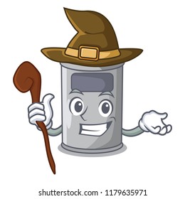 Witch cartoon steel trash can in the room