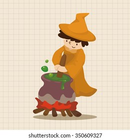 witch cartoon theme element