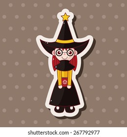 witch cartoon theme elements