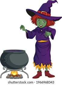 Witch cartoon vector art and illustration