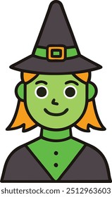 A witch cartoon vector for Halloween