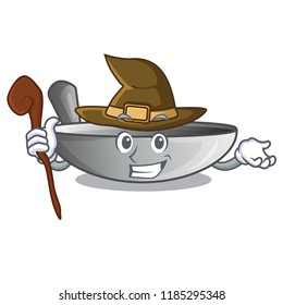 Witch cartoon wok on the kitchen utensil