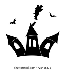 witch castle. a cartoon picture of Halloween. vector illustration. hand drawing