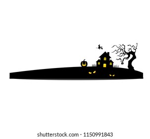 witch and castle on white background, silhouette vectors.