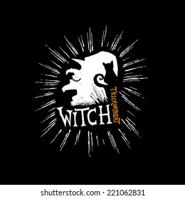 Witch and Cat halloween elements.
