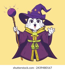 Witch cat happines and smile