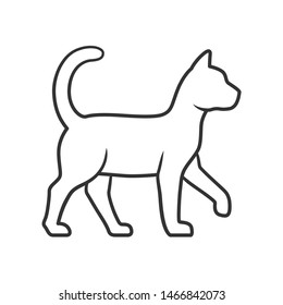 Witch cat linear icon. Thin line illustration. Sorceress pet. Magic cat. Witchcraft and sorcery contour symbol. Vector isolated outline drawing. Editable stroke