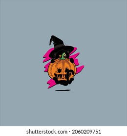 witch cat pumpkins for halloween season, sticker, magnet and others