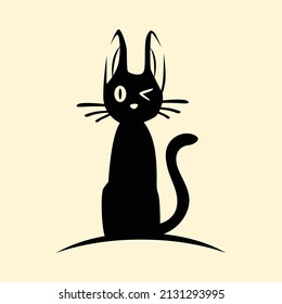 Witch cat vector character illustration