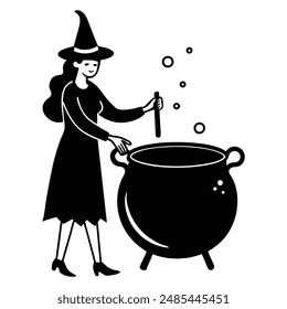 Witch Cauldron Bubbling Silhouette art