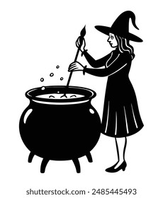 Witch Cauldron Bubbling Silhouette art