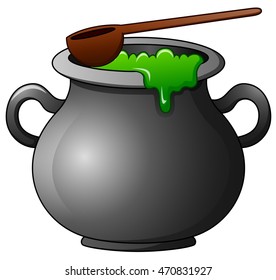 Witch cauldron cartoon