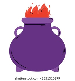 witch cauldron cartoon icon isolated