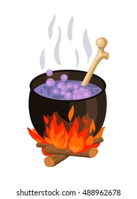 witch cauldron cartoon vector illustration
