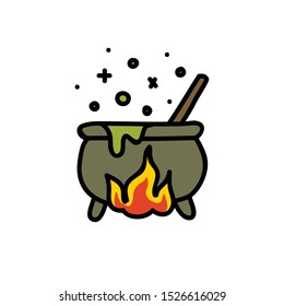 witch cauldron doodle icon, vector illustration