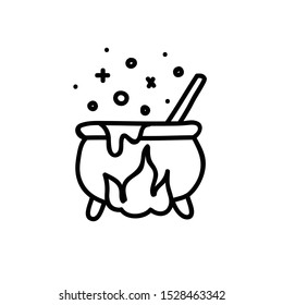 witch cauldron doodle icon, vector illustration