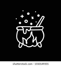 witch cauldron doodle icon, vector illustration