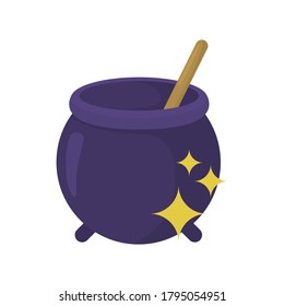 Witch cauldron flat icon. Colorful illustration of magic accessory. Vector.