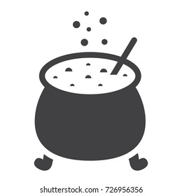 Witch cauldron glyph icon, halloween and scary, witchcraft sign vector graphics, a solid pattern on a white background, eps 10.